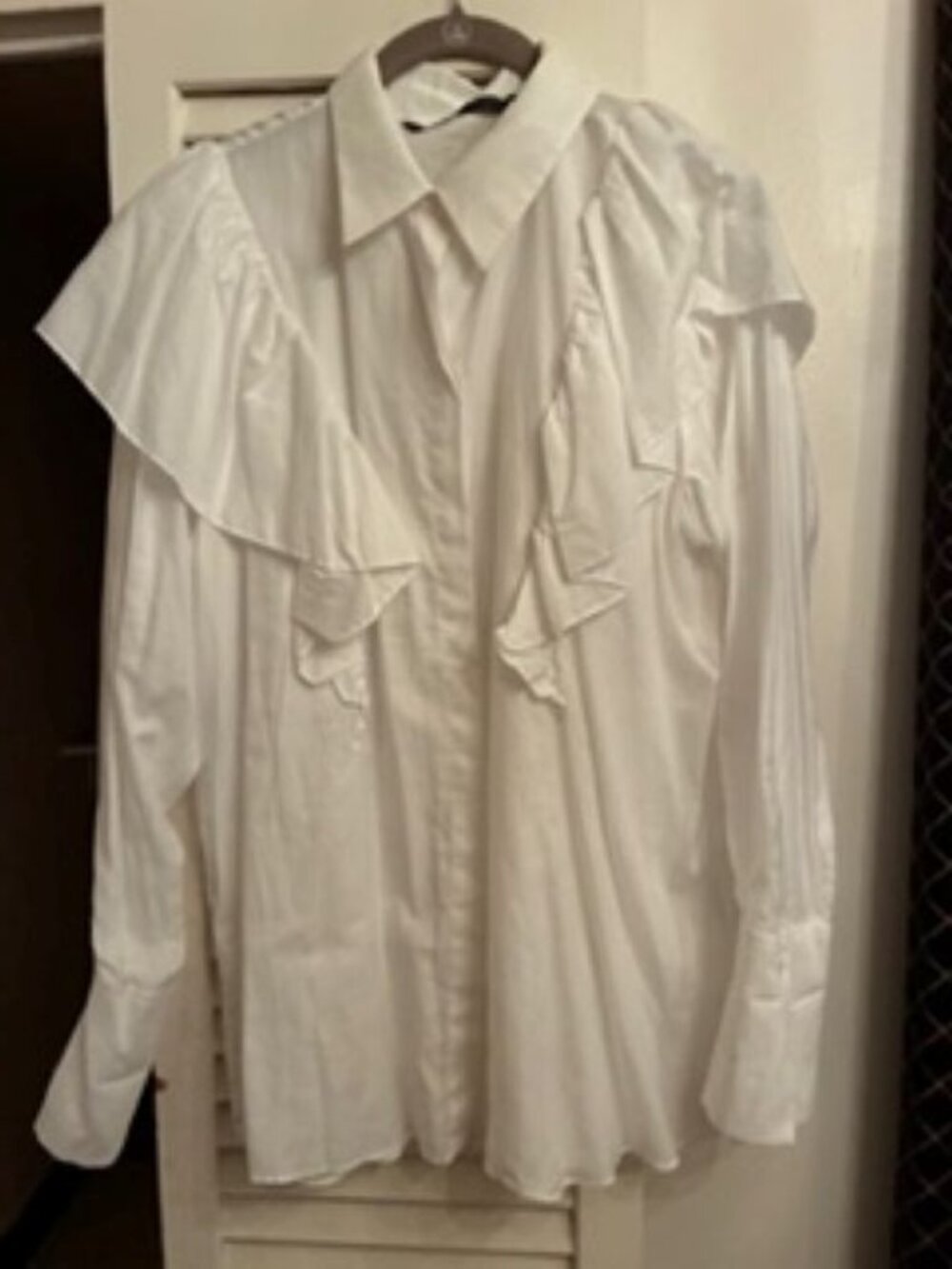 ALL COTTON RUFFLE WHITE SHIRT